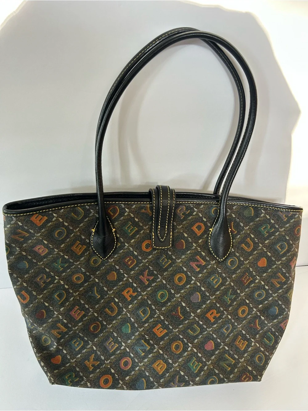 Dooney & Bourke Multicolor Monogram Tote with Black Trim